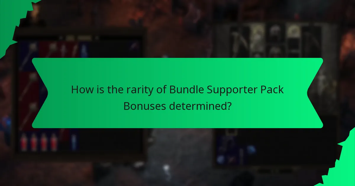 How is the rarity of Bundle Supporter Pack Bonuses determined?